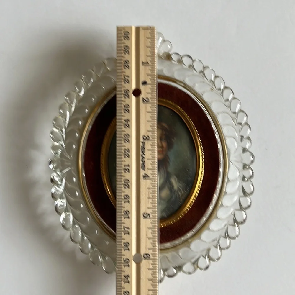 Scrolled Frame Innocence Jean Batiste Greuze Vintage‎ Raised Relief Heavy Glass